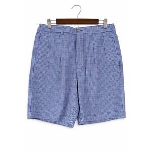 Polo Ralph Lauren Tyler Shorts 34 Blue Gingham Pleated Old Money Preppy Cotton